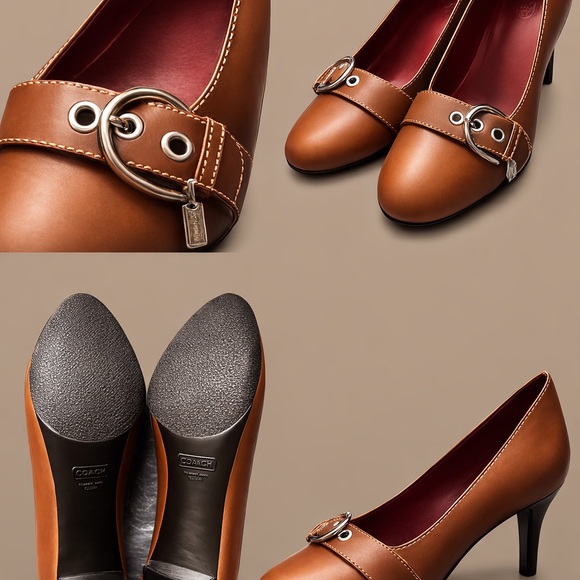 Coach Mandel  Brown Leather Buckle Pumps - Picture 2 of 3